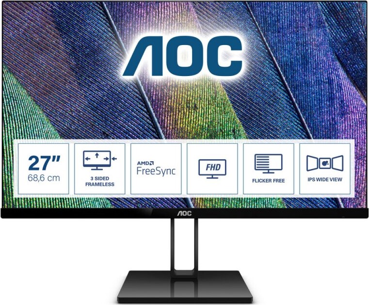 Aoc 27v2q 27 Gaming Skærm Ips 1ms 144hz Fhd Freesync Se tilbud