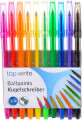 10 Farvede Kuglepenne - Topwrite
