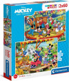 Disney Puslespil - Mickey And Friends - 2X60 Brikker - Clementoni