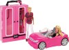 Barbie Dukker - Sæt Med Convertible Bil Og Klædeskab