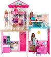Barbie - Hus Med Møbler Og Tilbehør - Inkl 3 Barbie Dukker