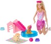 Barbie - Dukke Legesæt - Hvalpe Pool Party - Aloha Blond