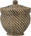 Bloomingville - Leoonie Kurv Med Låg - Sort - Rattan