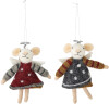 Bloomingville - Peo Juleornamenter - Mus - Multifarvet - Uld - 2 Stk