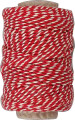 Bomuldssnor - Tykkelse 1 1 Mm - Rød Hvid - 50 M