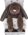 Carlo Baby - Fleece Tæppe Beige Stjerne Bamsedyr Mørkebrun Kanin