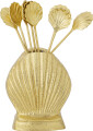 Creative Collection - Loreta Pålægsgafler Med Holder - Musling - Guld - 9
