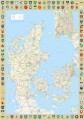 Danmarkskort Med Våbenskjolde - 4 Stk