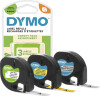Dymo - Letratag Tape - 12Mm X 4M 3 Ruller