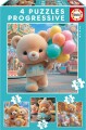 Educa - Teddy Bears In Park - 4 Puzzles Progressive - 12-25 Brikker