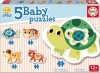 Educa Puzzle - 5 Puslespil Til Baby Fra 1 År - Dyr