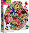 Eeboo - Rundt Puslespil 500 Brikker - Birds Og Blossoms