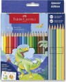Faber-Castell - Farveblyanter Og Klistermærker - Dinosaur - 24 Stk