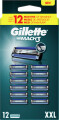 Gillette - Mach3 Barberblade Til Mænd - Blueblack - 12 Stk