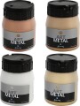 Hobbymaling Metallic - Kobber - Lys Guld - Mellem Guld - Sølv - 4X250Ml