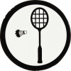 Kartonmærkat - Badmintonketcher Fjerbold - Ø 25 Mm - Hvidsort - 20 Stk