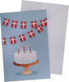 Kort Med Konvolut Flag Kage 11 X 17 Cm