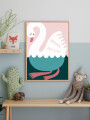Michelle Carlslund - Plakat - 30 X 40 Cm - Swimming Swan