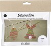 Mini Diy Kit Dekoration - Æg Og Hare - Brun - Grøn - Pink - Gul
