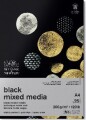 Sort Tegnepapir - A4 - 25 Sider - Mixed Media Black - Winsor Newton
