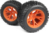 Mounted Linebacker Tire On Mt Wheel Orange2Pcs - Mv150681 - Maverick Rc