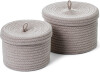 Olsen Home - Basket With Lid - 14X19 Cm And 16X23 Cm Sand - 2 Pcs