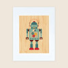 Petit Collage - Stort Print På Træ - Robot