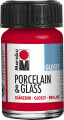 Glas Og Porcelænsmaling - Kirsebær Rød - Porcelain Glass Glossy - 15 Ml