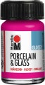 Glas Og Porcelænsmaling - Hindbær Rød - Porcelain Glass Glossy - 15 Ml