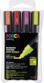 Uni Posca Tusser Sæt - Neon - Medium 1 8-2 5 Mm - 4 Farver