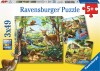 Ravensburger Puslespil - Zoo Skov Og Gård Dyr - 3X49 Brikker