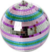 Rice - Disco Ball With Funky Stripes - Pink Silver Green And Blue - Large