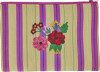 Rice - Genbrugs Plastik Pouch Taske Sand Striber Og Blomsterprint