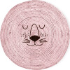 Rice - Jute Floor Mate With Lion Face - Soft Pink