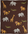 Rice - Knitted Baby Blanket With Animals And 3D Details - Chocolate Brown