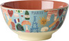 Rice - Melamine Bowl With Paris Mon Amour Print - Burnt Orange - Medium -