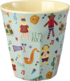 Rice - Melamine Cup With Blue Music Band Print - Blue - Medium