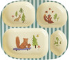 Rice - Melamine Kids 4 Room Plate - Blue Happy Forest Print - Blue