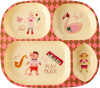 Rice - Melamine Kids 4 Room Plate - Pink Music Band Print - Pink
