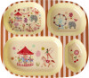 Rice - Melamine Kids 4 Room Plate With Fun Fair Print - Pink