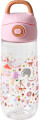 Rice - Plastic Kids Drinking Bottle With Fun Fair Print - Pink - 550 Ml
