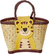 Rice - Raffia Kids Bag With Tiger Closing - Kibag-Tig