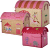 Rice - Raffia Toy Baskets With Fun Fair Theme - Pink - Set Of 3
