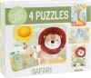 Rør Og Føl Puslespil - 4 Motiver - Safari - Barbo Toys