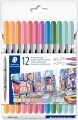 Staedtler - Twin Marker Fibre-Tip Tusser - Flere Farver - 12 Stk