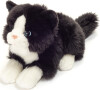 Teddy Hermann - Liggende Kat Sort-Hvid 20 Cm
