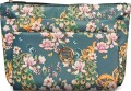 Gillian Jones - Toilettaske Med 3 Rum - Grøn Med Blomster Print