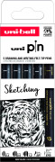 Uni-Ball - Uni Pin - Drawing And Writing Felt-Tip Pens - 5 Stk