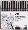 Uni - Pin Fineliner Drawing Pen Sæt - 0 03-0 8 Mm - Sort - 12 Stk