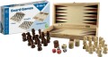 3-I-1 Brætspil I Træ - Skak Backgammon Og Dam